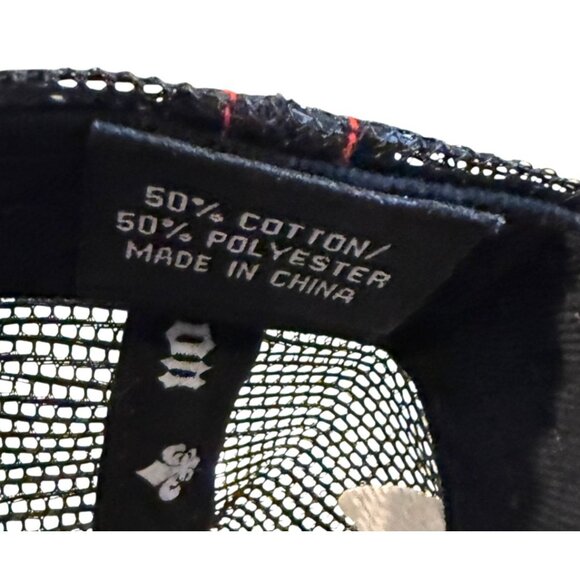 Affliction Black and Red Asian Viking Embroidered Trucker Cap Leather Brim NWT - Picture 7 of 9